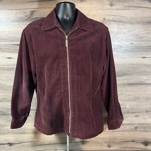 Vintage Levi's Corduroy Zip Up Zipper Jacket Women's Size Large Maroon